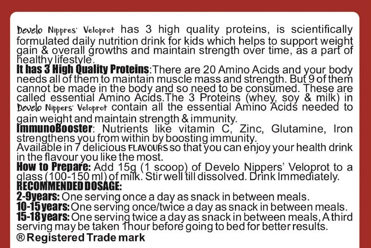 Develo Kid's Protein Powder (Triple, Whey, Soy & Milk), Height & Weight for 2-12 years & Teenagers – 500 g Powder Vanilla Flavour
