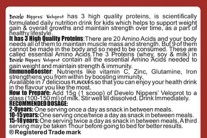 Develo Kid's Protein Powder (Triple, Whey, Soy & Milk), Height & Weight for 2-12 years & Teenagers – 500 g Powder Vanilla Flavour