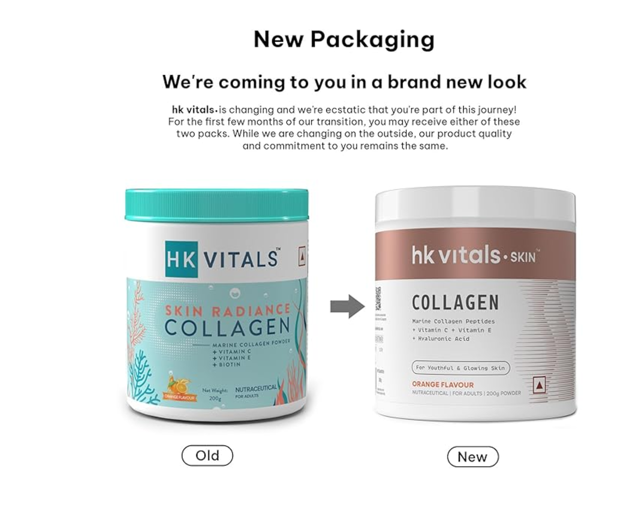 HealthKart HK Vitals Skin Radiance Collagen Powder, Marine Collagen (Orange, 200g) with Biotin, Vit C, E for Healthy Skin, Hair, Nails