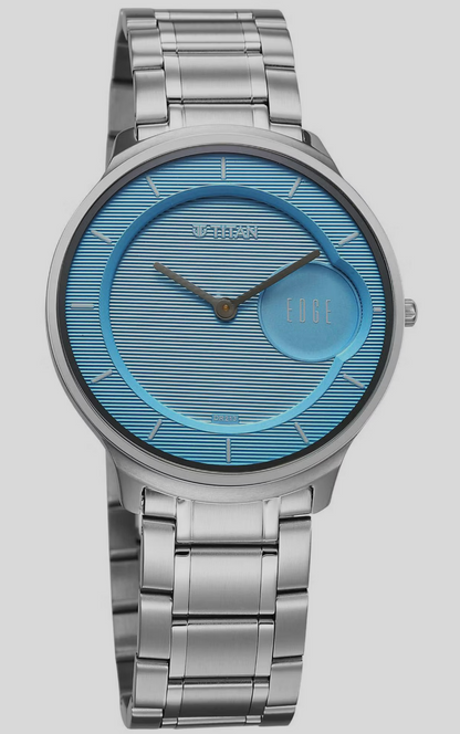 Titan Edge Murals Quartz Analog Blue Dial Stainless Steel Strap Watch For Men