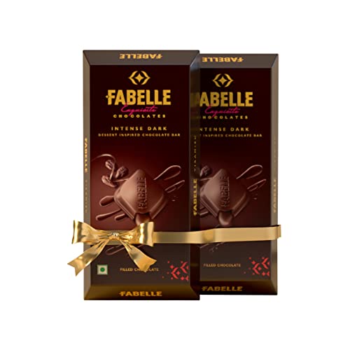 Fabelle Intense Dark - Pack of 2, Large Luxury Dark Chocolate Bar with 84% Intense Dark Choco Mousse, Premium Packaged, 2 x 130g