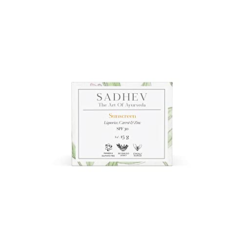 Sadhev Ayurvedic Hydrating Day Cream- SPF 30 With Liquorice, Carrot And Zinc - 15g (Pack of 1)