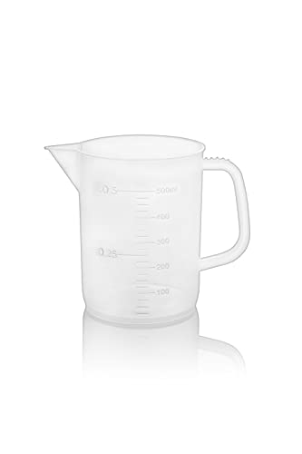 Supertek 500ml Measuring Beaker for Lab, Plastic Measuring Cup for Kitchen Cooking Baking & Measuring Solid and Liquid |Transparent - Pack of 12