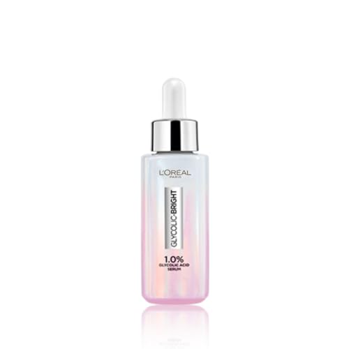 L'Oreal Paris Instant Glowing Serum, 1% Glycolic Acid, 2% Niacinamide, Reveals Even Skin Tone, Glycolic Bright Skin, 30ml