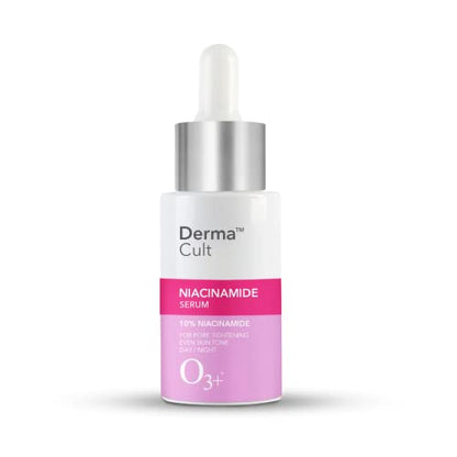 O3+ Derma Cult 10% Niacinamide Face Serum for Acne Marks, Blemishes & Oil Balancing Zinc & Herbs | for Oily & Acne Prone Skin | 30ml