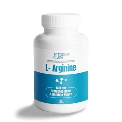 NutrinoPlus L Arginine 500mg Supplement - Best Amino Acid Arginine HCL Supplements for Women & Man -s Cardiovascular Health - 60 Tablets (PACK OF, 61)