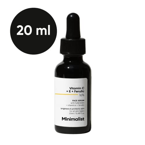 Minimalist 16% Vitamin C Face Serum (Advanced) With Vit E, & Ferulic Acid For Glowing Skin | Advanced Brightening Formula | 20ml