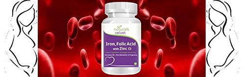 Natures Velvet Lifecare Iron & Folic Acid with Zinc,For Supplementation in Pregnancy, 60 softgels - Pack of 2