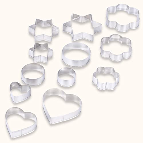 SYGA 12 Pieces Cookie Cutter Stainless Steel Cookie Cutter with Different Shape