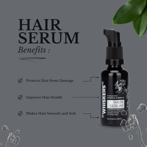 Whiskers Hair Serum Vitalised with Baobab Oil,Argan Oil & Vitamin E|Anti-Frizz|Protection & Shine wihield|Promotes Hair Growth & Hair Smoothening|50ml