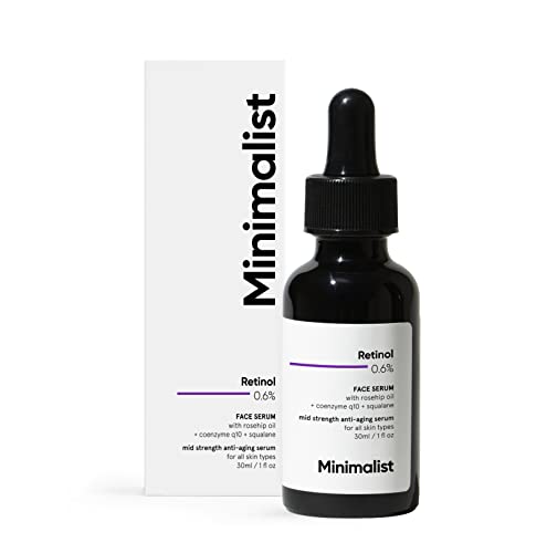 Minimalist Retinol 0.6% Mid-Strength Anti Aging Face Serum For Unisex, Reduces Fine Lines & Wrinkles, Medium Strength Retinol Formula (Pack Of 1)