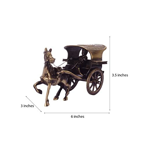 eCraftIndia Antique Finish European Horse Cart Brass Showpiece (15 cm x 8 cm x 9, Brown)