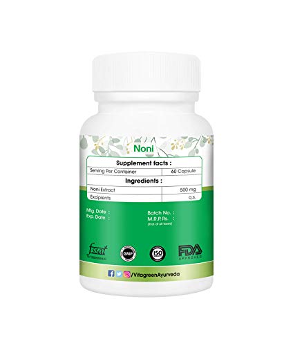 VitaGreen 100% Natural Noni Capsules(60 capsules,500mg) - Pack of 1