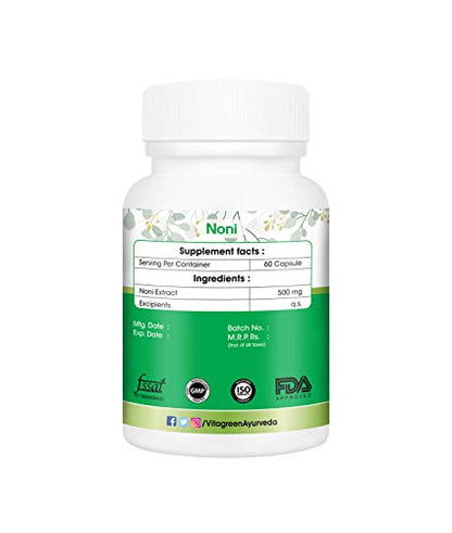 VitaGreen 100% Natural Noni Capsules(60 capsules,500mg) - Pack of 1