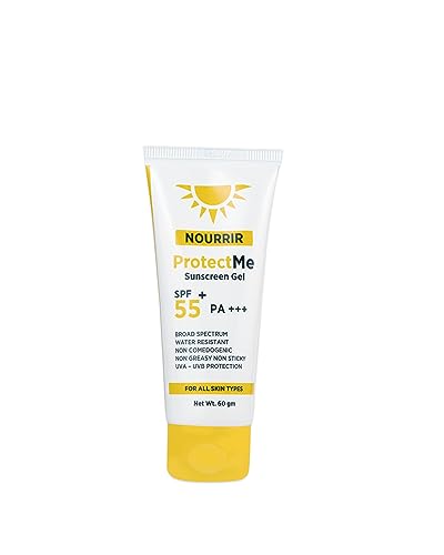 NOURRIR ProtectMe Sunscreen Gel SPF 55+, All Skin Types | UVA-UVB Protection with Carrot Seed Extracera Extract & Allantoin | Water Resistant | 60 gm.