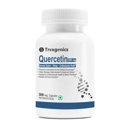 Trexgenics Quercetin 500 mg Respiratory Health, Cardiovascular Health, Joint Health Support Veg. Vegan & Non-Gmo (30 Veg Capsules)
