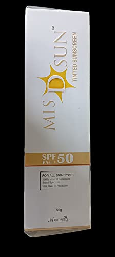 mis d sun tinted sunscreen lotion spf 50 pa+++ for all skin types (50g pack 1)