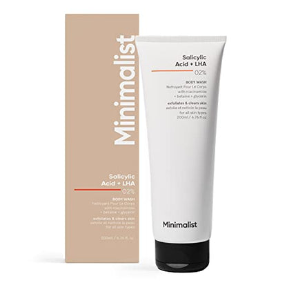 Minimalist 2% Salicylic Acid + LHA Body Wash | For Body Acne, Un-even, Rough Skin | Sulphate, Dye, & Fragrance Free | 200 ml