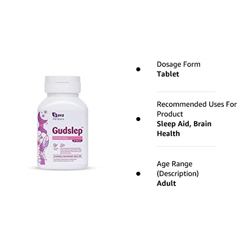 Sava herbals Gudslep, Innovative blend of ayurvedic herbs promotes sleep health, 60 Tablets