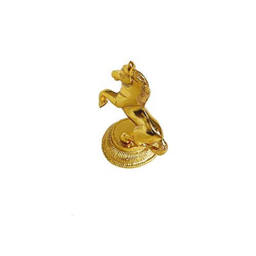 KridayKraft Golden Finish Jumping Horse Metal Statue for Wealth, Income and Bright Future & Feng Shui & Vastu (8.5 X 6.5 X 12 cm, Gold)