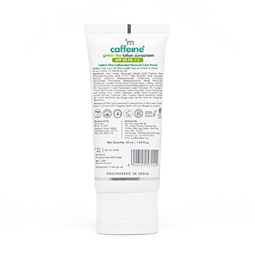 mCaffeine Niacinamide Sunscreen SPF 50++ for Oily Skin | Mattifying, Zero White Care, Water Resistan for Women & Men | Prevents Tan & UV Damage - 50ml