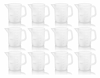 Supertek 500ml Measuring Beaker for Lab, Plastic Measuring Cup for Kitchen Cooking Baking & Measuring Solid and Liquid |Transparent - Pack of 12