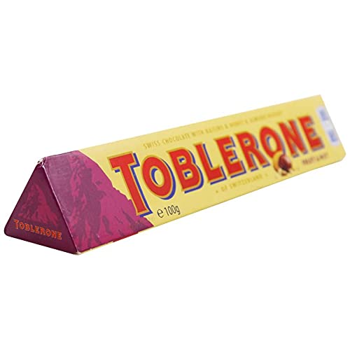 Toblerone Fruit & Nut with Raisins, Honey and Almond Chocolate Bar Pack of 6, x 100 g