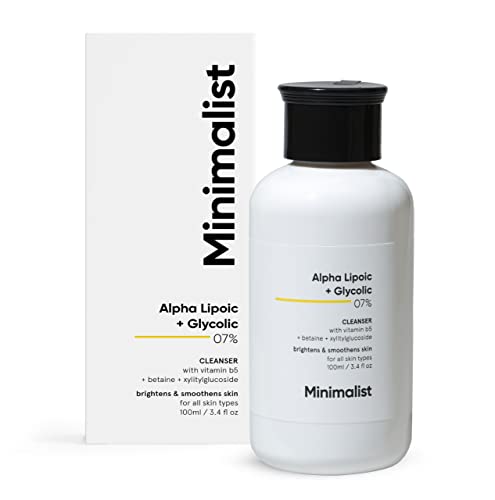 Minimalist 7% ALA & AHA Brightening Face Wash with Vitamin B5 For Hydration, Glycolic Acid & Alpha Lipoic Acid For Glowing Skin | 100 ml