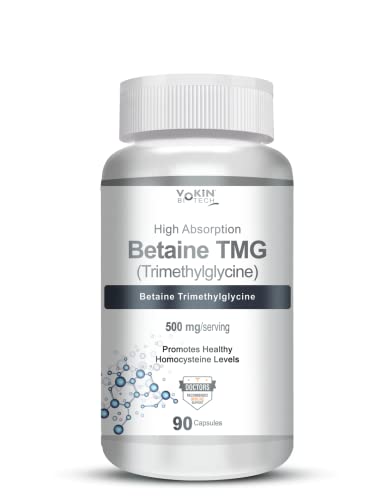 Vokin Biotech Betaine Trimethylglycine (TMG) for Support Healthy Homocysteine Levels (90 Capsules)