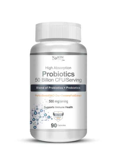 Vokin Biotech Probiotics 50 Billion CFU Multi- Strains Targeted Release Technology, Stomach Acid Resistant (90 capsules)