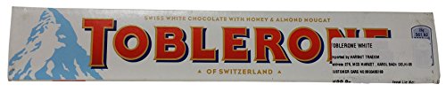Toblerone Swiss White Chocolate - Honey and Almonds Nougat, 100g Carton