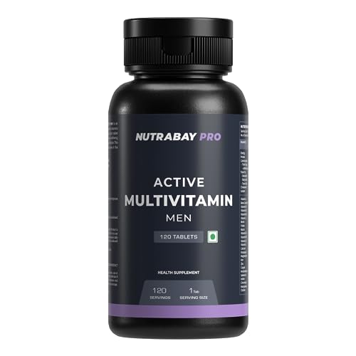 Nutrabay Pro Active Multivitamin for Men - 25 Vitamins & Minerals with Zinc, Vitamin C, Vitamin D an, Stamina & Immunity - 120 Veg Multivitamin Tablet