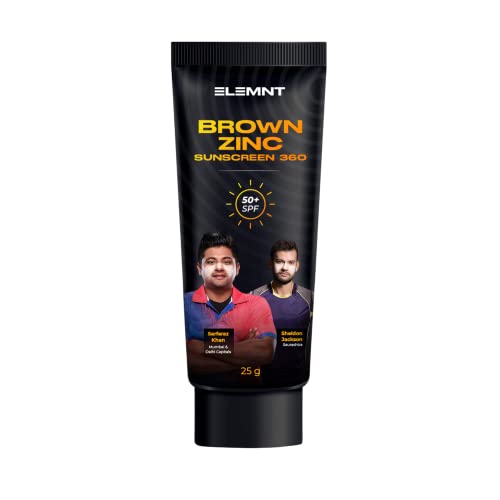 Elemnt Brown Zinc Sunscreen 360 | Formulated For Heavy Sun Exposure | Broad Spectrum PA+++ Sunscreent Resistant | Men & Women | Aloe Vera scent | 25gm