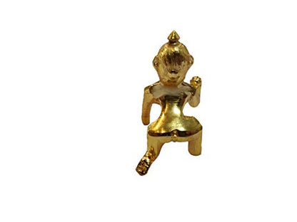 Collectible India Aluminium Swing Jhula with Ladoo Gopal Showpiece (Gold)