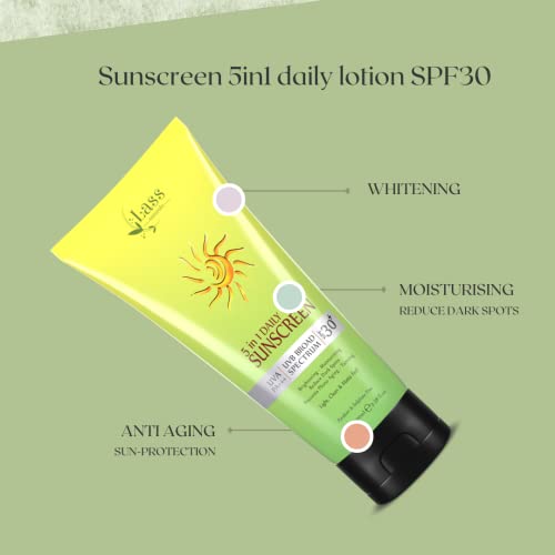Lass Naturals Sunscreen 5-in-1 Daily Lotion SPF 30+ UVA PA+++ Skin Safe Face Sunscreen Water resistant Best Sunscreen lotion Non Sticky (Pack 1)