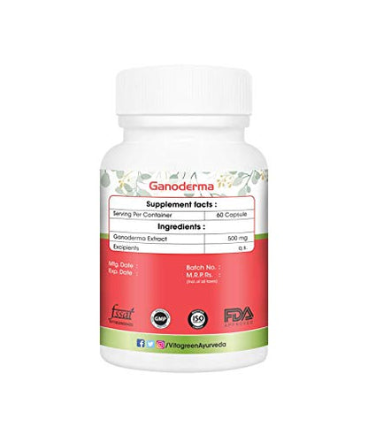 Ganoderma Pure & Natural Capsules(500 mg), 60 Capsules Pack