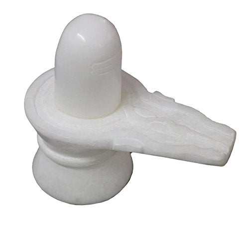 StonKraft 5" White Marble Shiva Lingam/Shiv Ling Shankar Bholenath Shivji Mahadev Bhole Bhandari Idol Murti