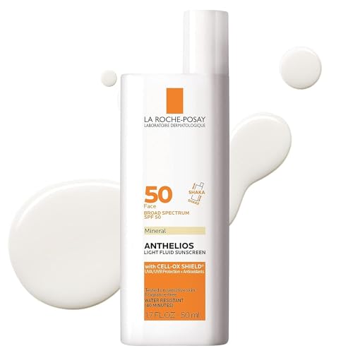 La Roche-Posay Anthelios Mineral Ultra-Light Fluid Broad Spectrum SPF 50, Face Sunscreen with Zinc Oxide and Titanium Dioxide, Oil-Free , 1.7 Fl. Oz.