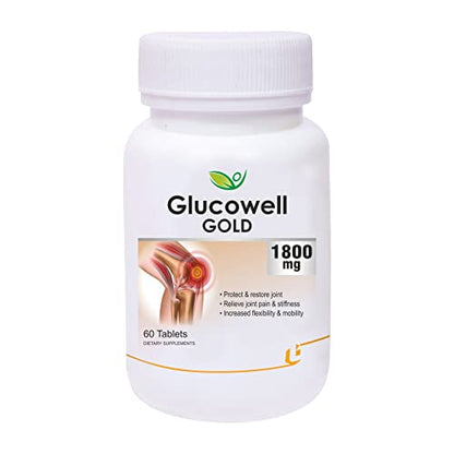 Biotrex Nutraceuticals Glucowell GOLD 1800mg - Maximum strength of Glucosamine with MSM (60 Tablets) (Pack of 2)