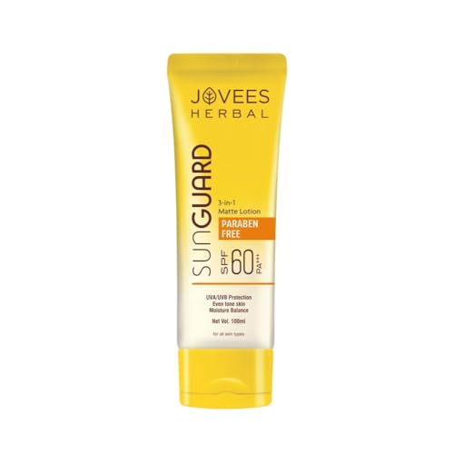 Jovees Herbal Sun Guard Lotion SPF 60 PA++++ | 3 in 1 Matte Lotion | Daily Use, UVA/UVB Protection, e Skin | Boot star 4 Rating | For Women/Men 100 ML