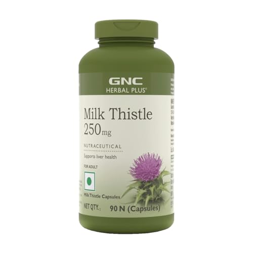 GNC Herbal Plus Milk Thistle | 90 Capsules | Removes Liver Toxins | Protects Liver Health | Detox Su Digestion | Formulated in USA | 250mg Per Serving