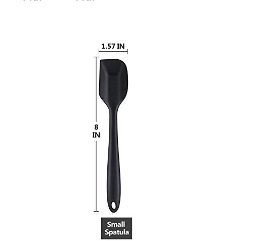 Spatlus Silicone Spatulas Non-Stick Flexible Rubber Scrapers Cooking Tool Essential Spatula Small 20.6cm+Spatula Spreader/Butter Knife 24cm (Black)