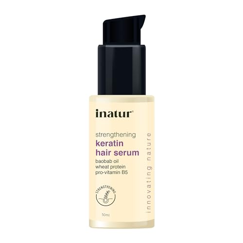 inatur Strengthening Keratin Hair Serum, Restores Shine, repairs Damaged Hair, Strengthens & Protects, Safe for Colour Treated Hair,50ml