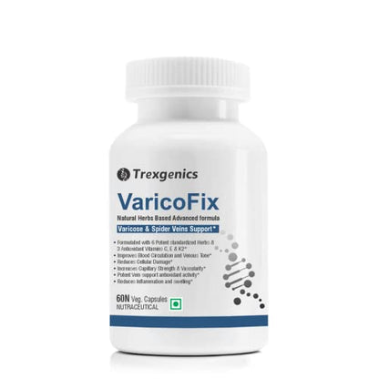 Trexgenics® VaricoFix Complete Varicose Veins & Blood Circulation Support Natural Herbs & Vitamins Complex (60 Veg. Capsules)
