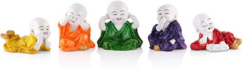 Handcrafted Buddha Statue/Figurine/Idol, Decorative Showpiece | for Living Room, Home Decor | Polyresin - Multicolor (5 Inch)