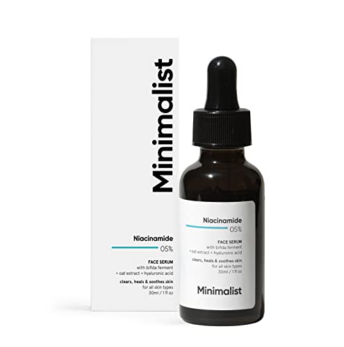 Minimalist 5% Niacinamide Face Serum for Clear Glowing Skin, Reduces Dullness, Hydrates & Repairs Skin with Vit B3 & Hyaluronic Acid,30 ml