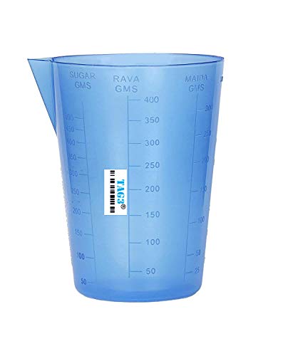 TAG3 ® Professional Plastic Measure Cup Glass for Kitchen Cooking Baking & Measuring Solids and Liquids | 600 ml | 2 1/2 Cups - Blue
