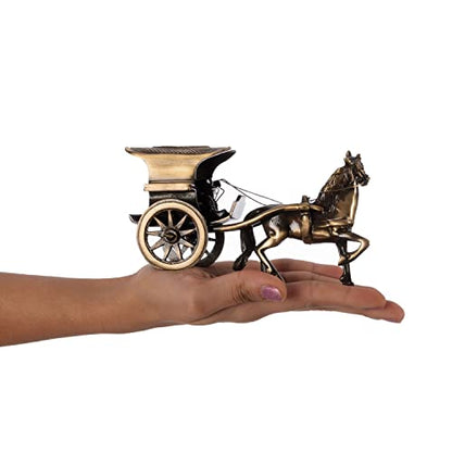 eCraftIndia Antique Finish European Horse Cart Brass Showpiece (15 cm x 8 cm x 9, Brown)