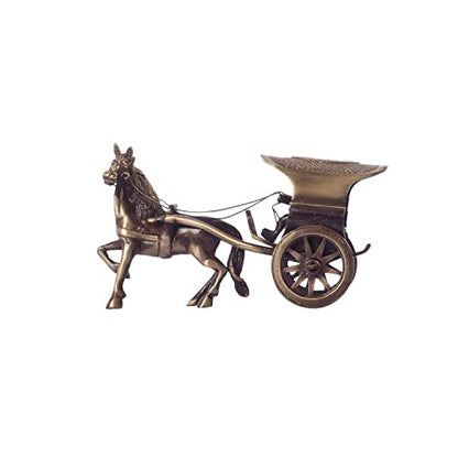 eCraftIndia Antique Finish European Horse Cart Brass Showpiece (15 cm x 8 cm x 9, Brown)