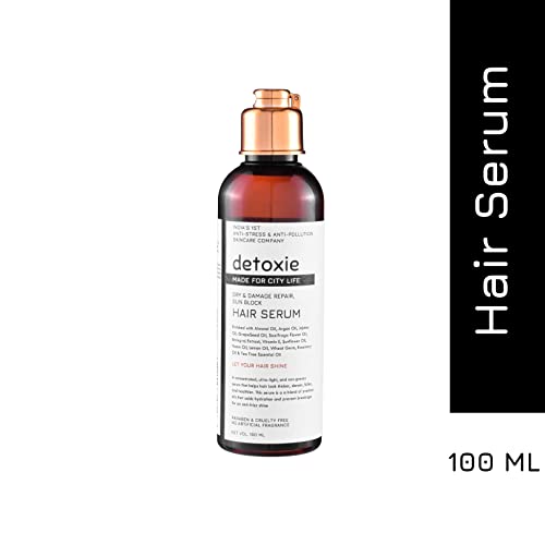 Detoxie Sun-Block Hair Serum |Light & Non-Greasy | For Thicker, Denser, & Healthier Hair | Almond, Ay Oils, Bhringraj Extract |All Hair Types | 100 ml